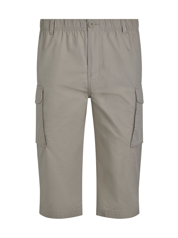 Weird Fish Grey Chrome Summersville Lightweight Ripstop Cargo 3/4 Length 100% Cotton Trousers - Image 7 of 8