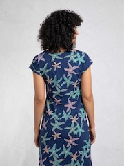 Weird Fish Blue Tallahassee 100% Cotton Jersey Dress - Image 2 of 6