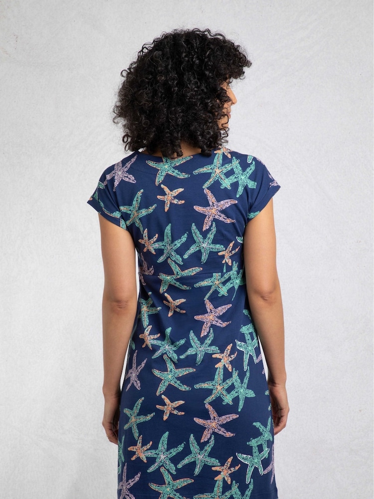 Weird Fish Blue Tallahassee 100% Cotton Jersey Dress - Image 2 of 6