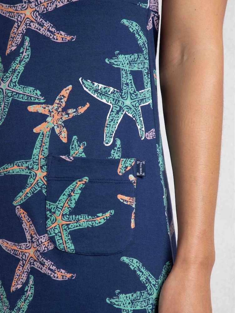 כחול  - Weird Fish Tallahassee 100% Cotton Jersey Dress - Image 3 of 6