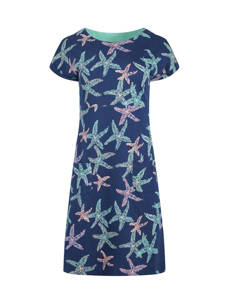 כחול  - Weird Fish Tallahassee 100% Cotton Jersey Dress - Image 5 of 6