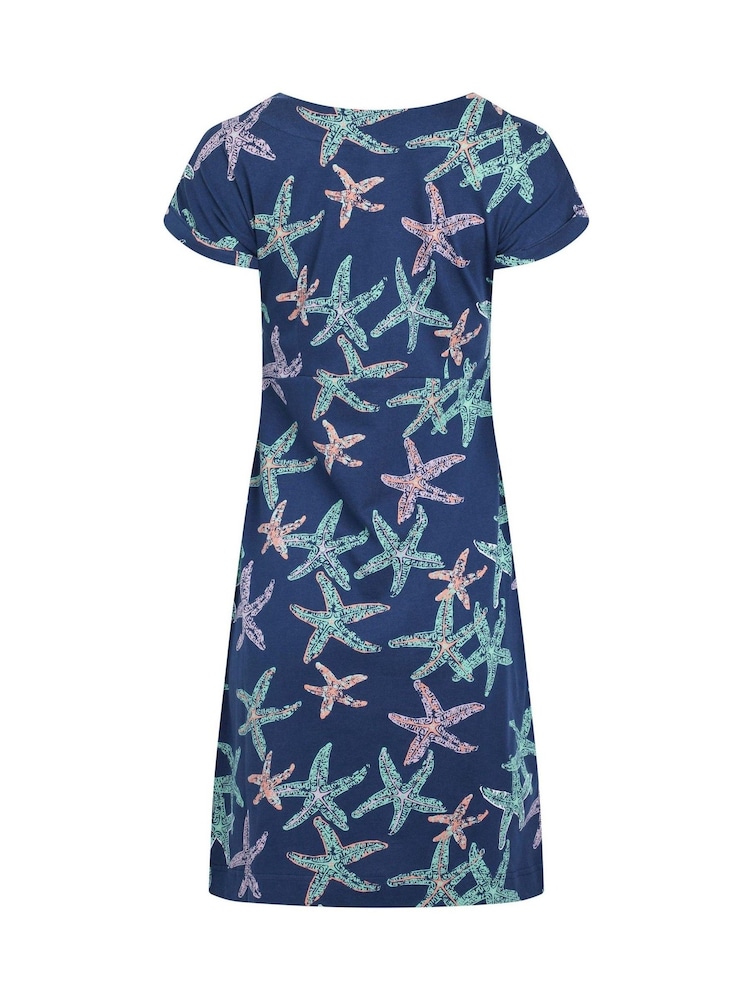 Weird Fish Blue Tallahassee 100% Cotton Jersey Dress - Image 6 of 6