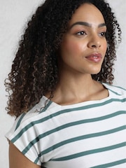 Weird Fish Blue Bowe Striped 100% Organic Cotton Jersey Top - Image 6 of 8