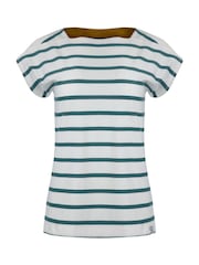 Weird Fish Blue Bowe Striped 100% Organic Cotton Jersey Top - Image 7 of 8