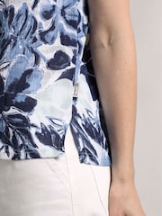 Weird Fish Blue Sofia Printed Cheesecloth 100% Cotton Blouse - Image 4 of 7