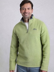 Weird Fish Green Newark 1/4 Zip Grid Fleece - Image 1 of 6