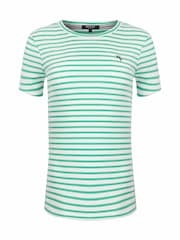 Weird Fish Green Natalie Striped Round Neck Short Sleeve 100% Organic Cotton Top - Image 1 of 2