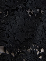 Black Floral Lace Short Sleeve Top - Image 7 of 7