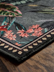 Set of 2 Grey Washable Tropicial Border Doormats - Image 3 of 7