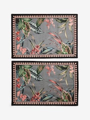 Set of 2 Grey Washable Tropicial Border Doormats - Image 7 of 7
