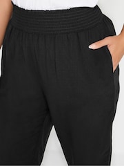 Yours Curve Black Shirred Harem Trousers - Image 5 of 6