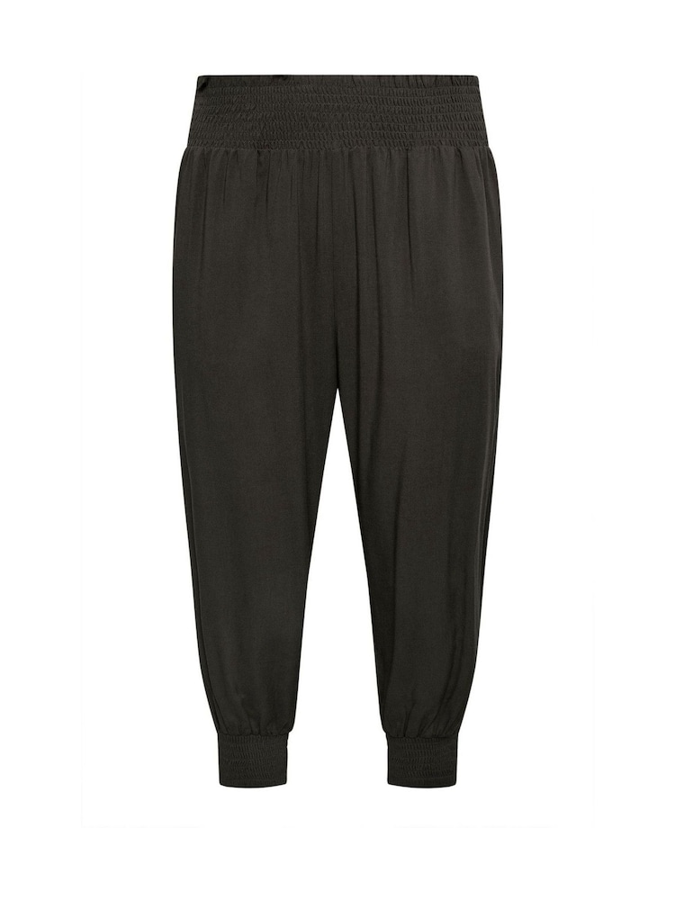 Yours Curve Black Shirred Harem Trousers - Image 6 of 6