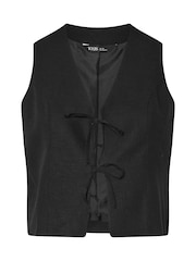 Yours Curve Black Short Tie Up Waistcoat - Image 5 of 5