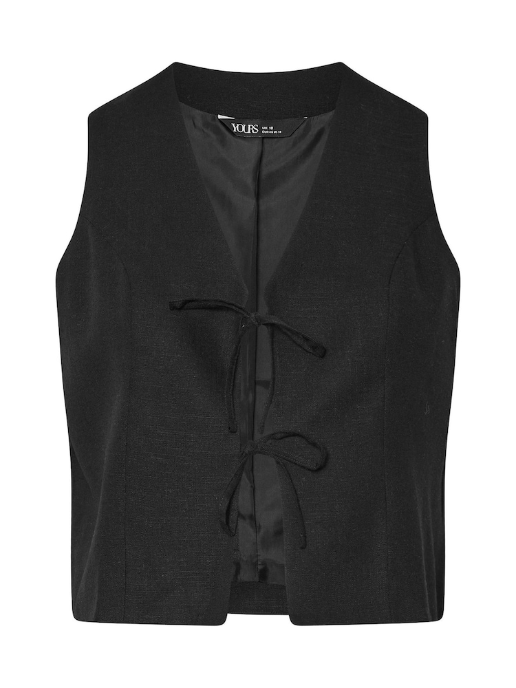 Yours Curve Black Short Tie Up Waistcoat - Image 5 of 5