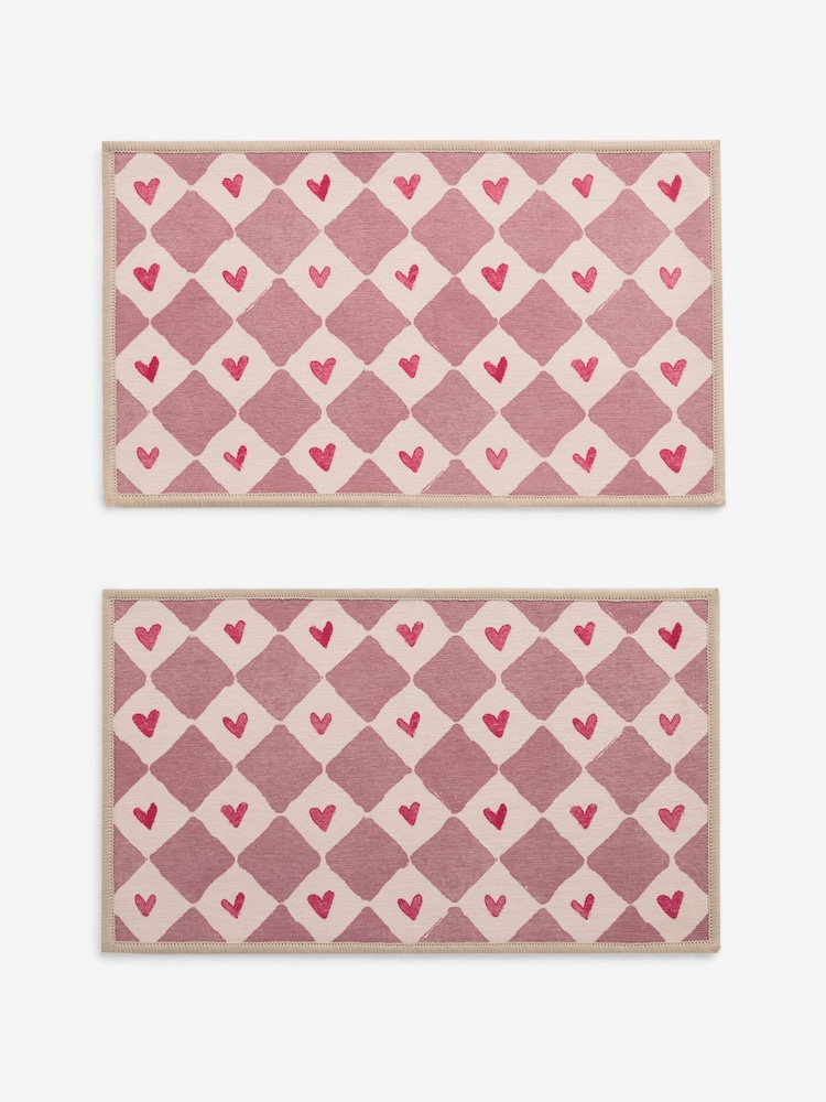 Set of 2 Natural Washable Heart Print Doormats - Image 4 of 4 Set of 2 Natural Washable Heart Print Doormats - Image 4 of 4