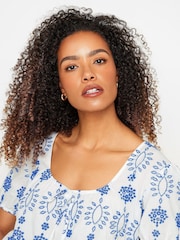 M&Co Blue 100% Cotton Broderie Embroidered Blouses - Image 4 of 6