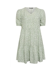 Yours Curve Green Tiered Short Sleeve Midi Dress - Image 6 of 6
