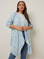 Yours Curve Blue Luxury Collection Tab Detail Cardigan - Image 1 of 5