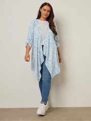 Yours Curve Blue Luxury Collection Tab Detail Cardigan - Image 2 of 5