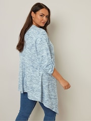 Yours Curve Blue Luxury Collection Tab Detail Cardigan - Image 3 of 5