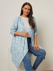 Yours Curve Blue Luxury Collection Tab Detail Cardigan - Image 4 of 5