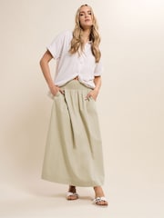 Long Tall Sally Natural Shirred Waist 100% Cotton Skirt - Image 1 of 5