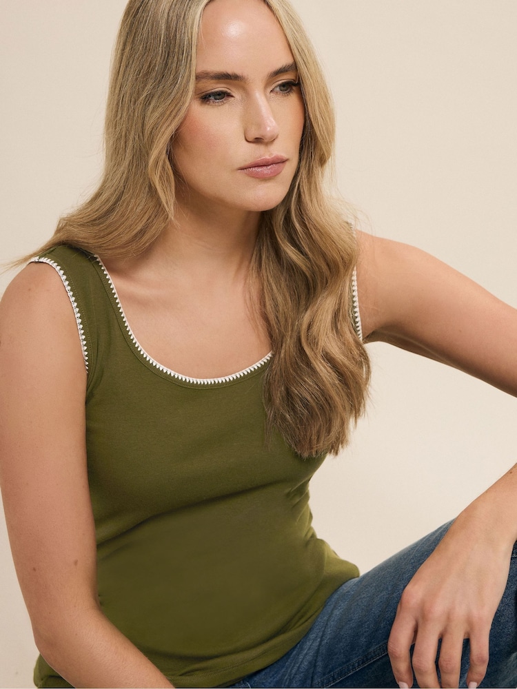Long Tall Sally Green Whipstitch Vest - Image 1 of 5