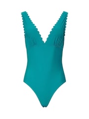 Long Tall Sally Blue Scallop Detail Swimsuit - Image 6 of 7