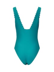 Long Tall Sally Blue Scallop Detail Swimsuit - Image 7 of 7