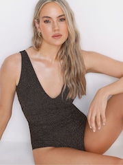 Long Tall Sally Black Metallic Wrap Swimsuit - Image 4 of 7