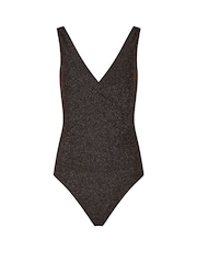 Long Tall Sally Black Metallic Wrap Swimsuit - Image 6 of 7