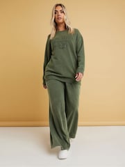 Verde - Pantalones de chándal de pernera ancha de Yours Curve - Imagen 1 de 5