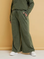 Verde - Pantalones de chándal de pernera ancha de Yours Curve - Imagen 3 de 5