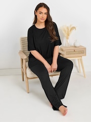 Yours Curve Black Ribbed Sleep Top - Image 4 of 5