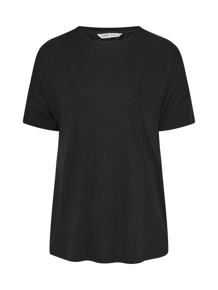Yours Curve Black Ribbed Sleep Top - Image 5 of 5