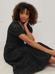 M&Co Black Embroidery Button 100% Cotton Dress - Image 2 of 5