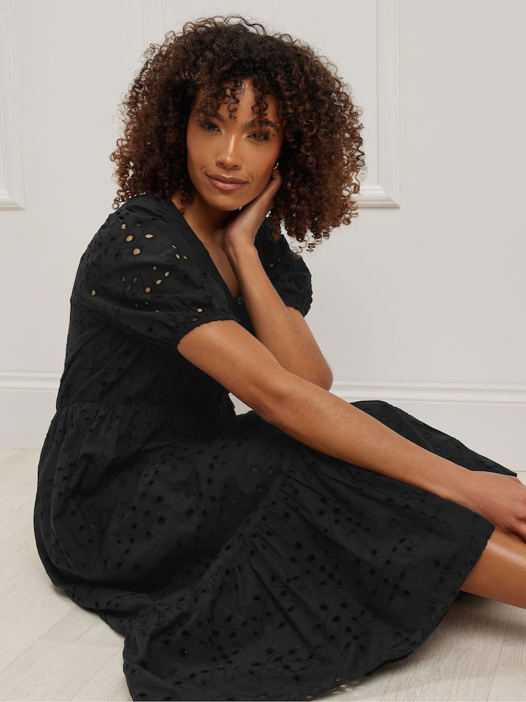 M&Co Black Embroidery Button 100% Cotton Dress - Image 2 of 5