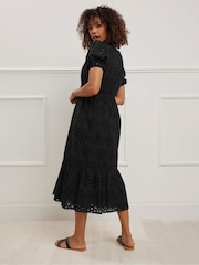 M&Co Black Embroidery Button 100% Cotton Dress - Image 3 of 5