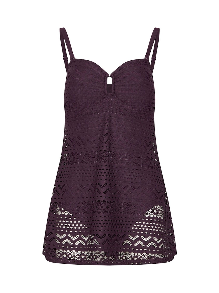 Long Tall Sally Purple Crochet Skirted Swimsuit - Image 1 of 1
