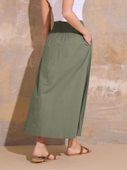 Long Tall Sally Green Shirred Waist 100% Cotton Skirt - Image 3 of 6