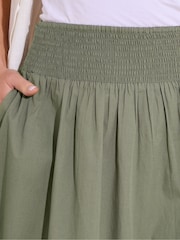 Long Tall Sally Green Shirred Waist 100% Cotton Skirt - Image 5 of 6