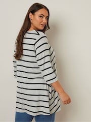 Yours Curve Grey Stripe Soft Touch Top - Image 5 of 5