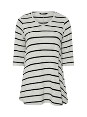 Yours Curve Grey Stripe Soft Touch Top - Image 5 of 5