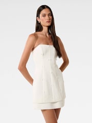 Forever New White Aurelie Strapless Bow Mini Dress - Image 4 of 5