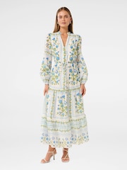 Forever New White Tara Printed Midi Dress - Image 1 of 4
