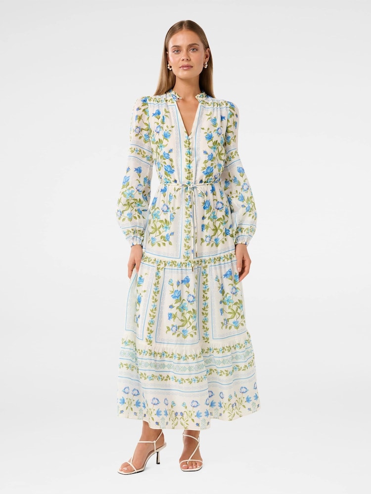 Forever New White Tara Printed Midi Dress - Image 1 of 4