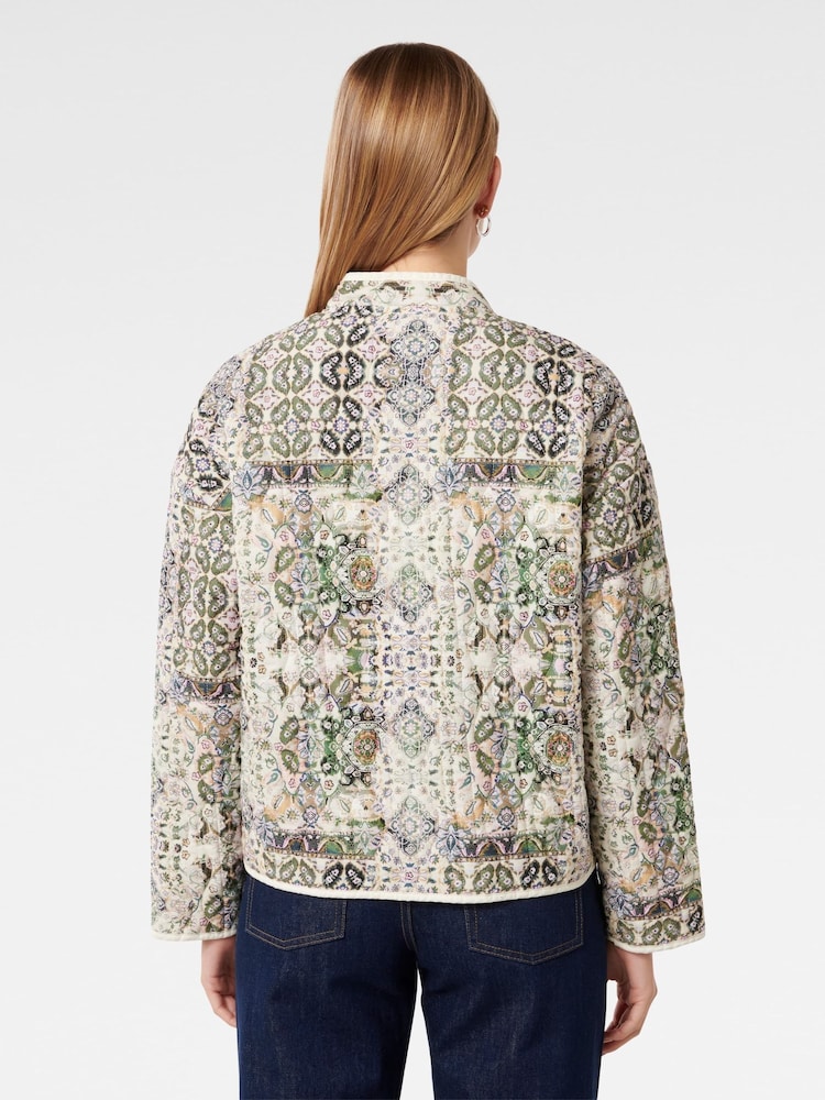 Forever New Green Astrid Quilted Liner 100% Cotton Jacket - Image 2 of 5
