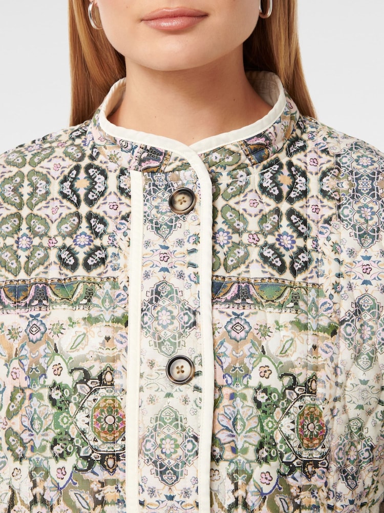 Forever New Green Astrid Quilted Liner 100% Cotton Jacket - Image 3 of 5