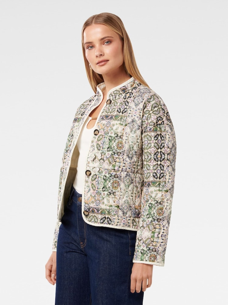 Forever New Green Astrid Quilted Liner 100% Cotton Jacket - Image 4 of 5