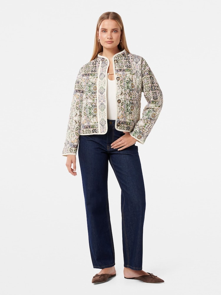 Forever New Green Astrid Quilted Liner 100% Cotton Jacket - Image 5 of 5
